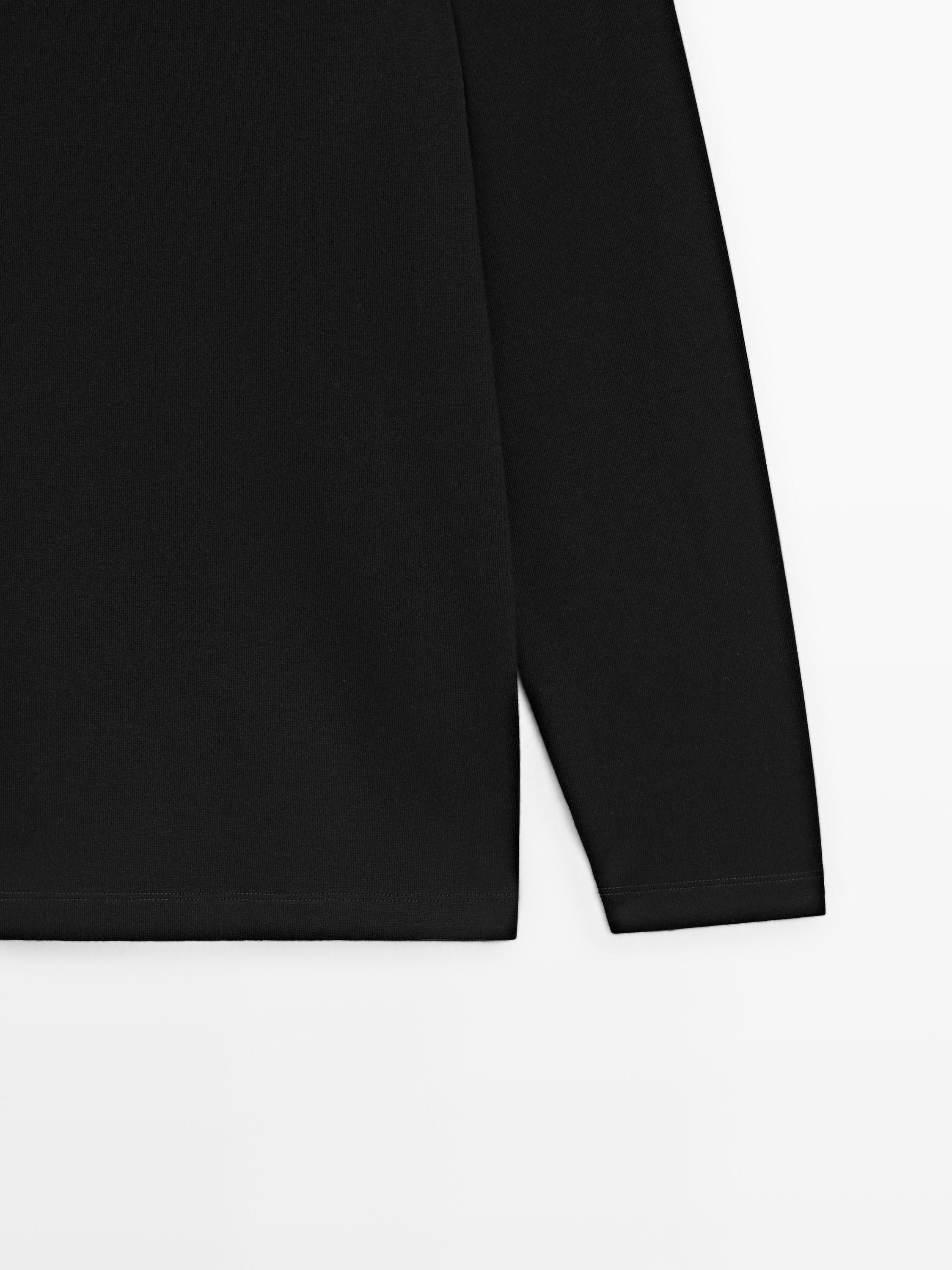 Long-sleeve cotton blend T-shirt